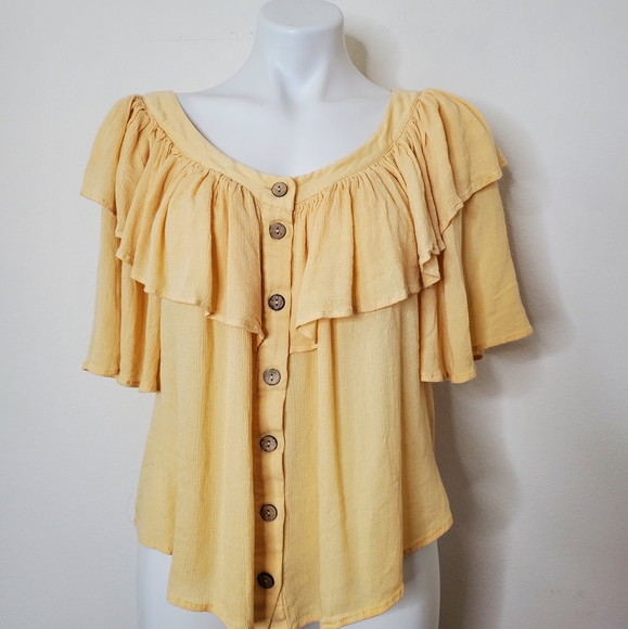 Free People Tops - Free People Marcella Ruffle Button Down Top